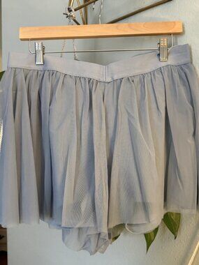 Popflex Tulle Skort Dusty Blue Mesh Overlay Built-In Shorts Athletic XL